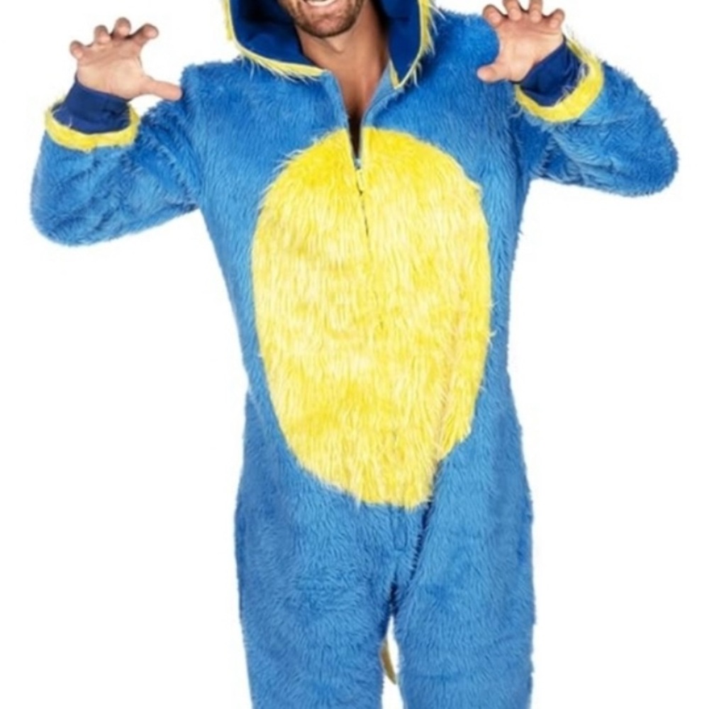 Tipsy Elves NWT Unisex Monster Furry Bodysuit, zipper, pockets, XS